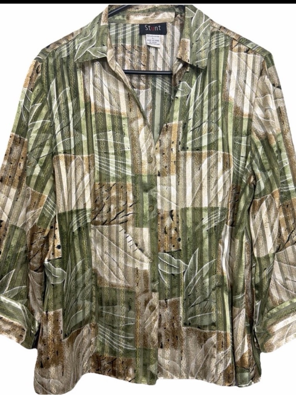 Women’s Vintage tropical lightweight classy Button-Up Shirt resort vacation SzL